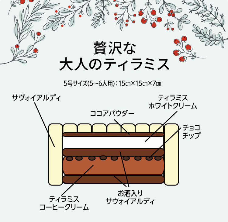 11/30まで早割300円OFF！ 2026 ティラミス クリスマスケーキ 予約 5号 15cm 5～6人用
